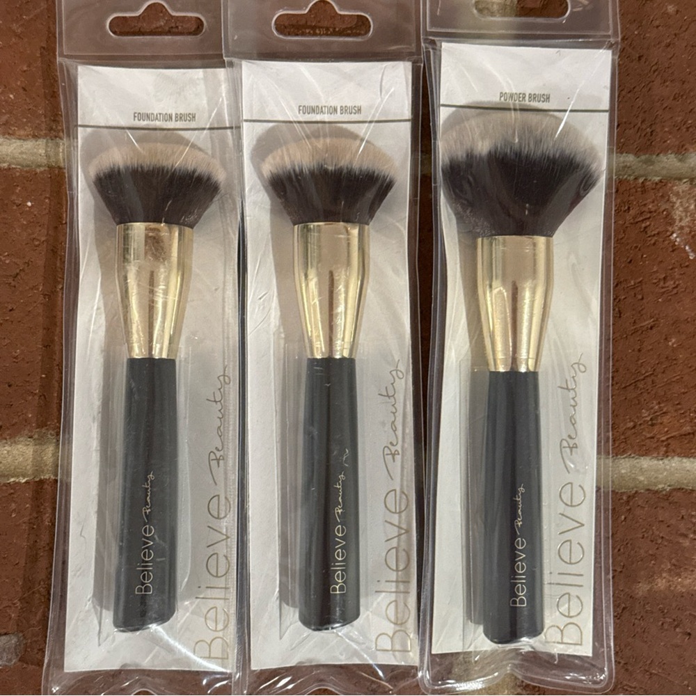 Powder Brush Domed Shape Believe Beauty Apply Set Blend BRUSHES Lot of 3 NEW